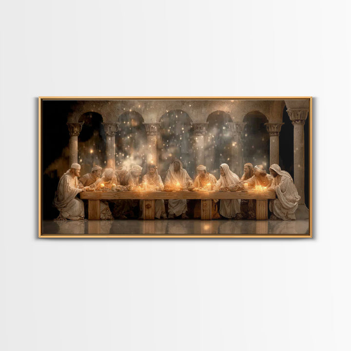 Divine Supper Radiance, Framed Canvas Print, Christian Art Work, Jesus Painting, Christian Wall Art, Christmas Art, Christian Decor