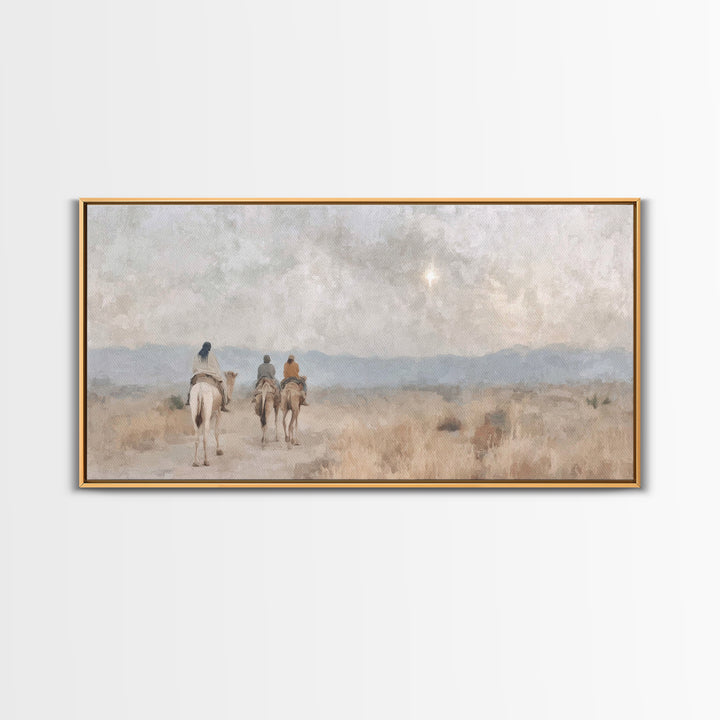 Starbound Pilgrimage, Framed Canvas Print, Christian Art Canvas, Christian Wall Art, Christian Christmas Art, Christmas Art, Christian Deco