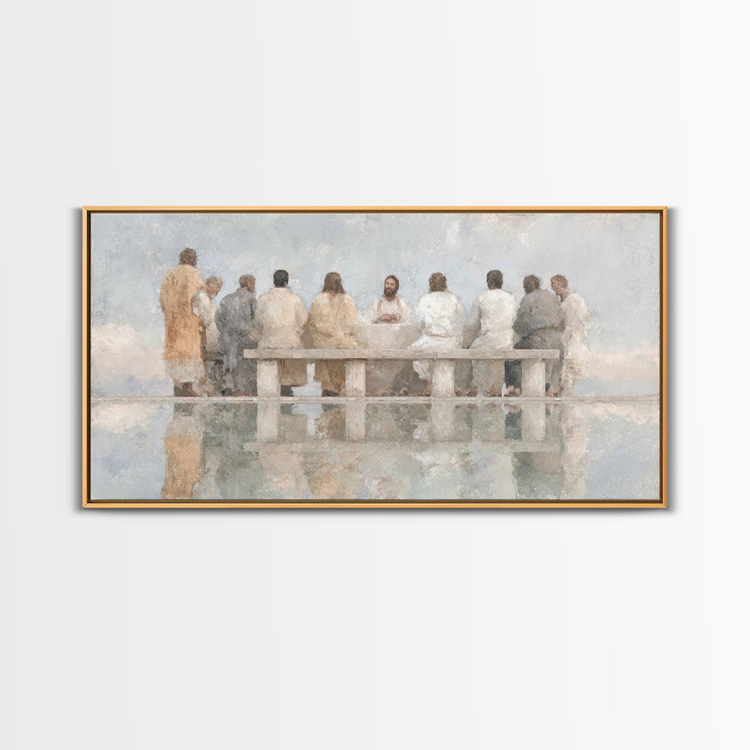 Dawn Of Fellowship | Framed Canvas Print | Christian Art Canvas | Christian Wall Art | Jesus Painting | Christian Christmas Art | Christian