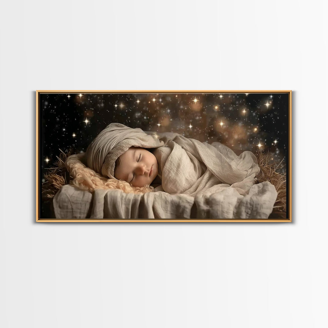 Starborn Child | Framed Canvas Print | Christian Christmas Art | Christian Art Canvas | Jesus Christmas Art | Christian Wall Art | Christma
