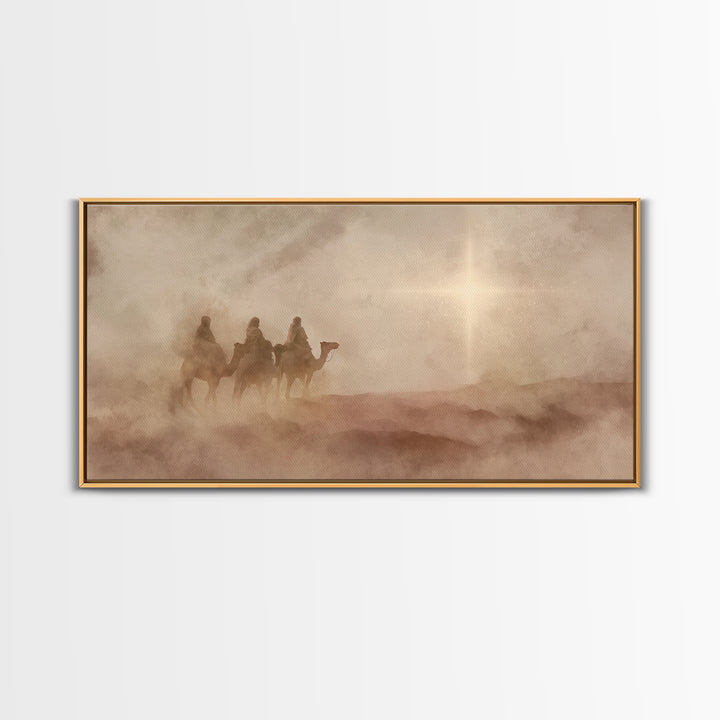 Guiding Star Mist – Framed Canvas Print – Christian Christmas Art – Modern Christian Art – Christian Wall Art – Jesus Painting – Christmas