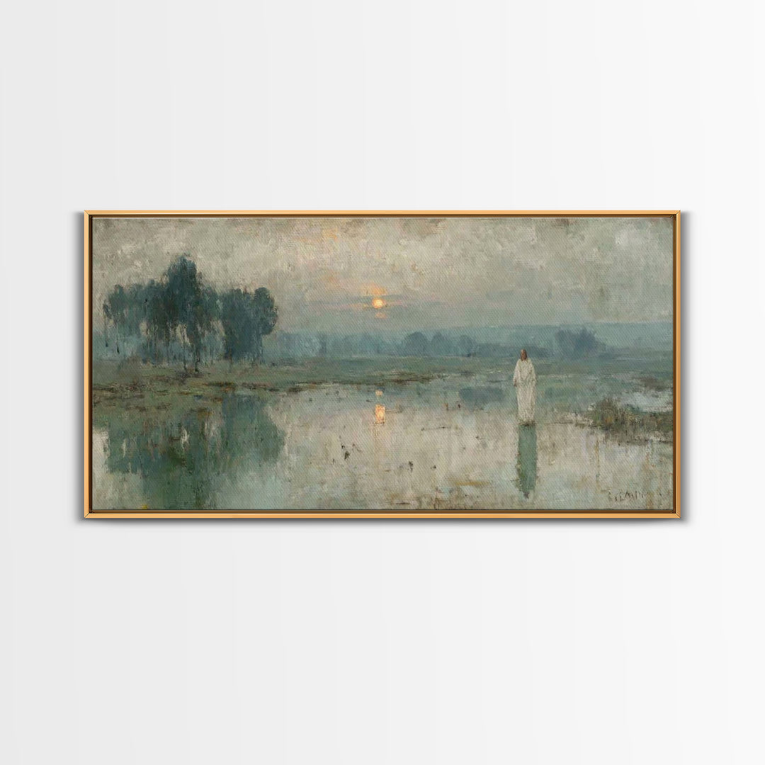 Morning Stillness – Framed Canvas Print – Jesus Canvas Art – Christian Art Work – Subtle Christian Art – Christian Wall Art