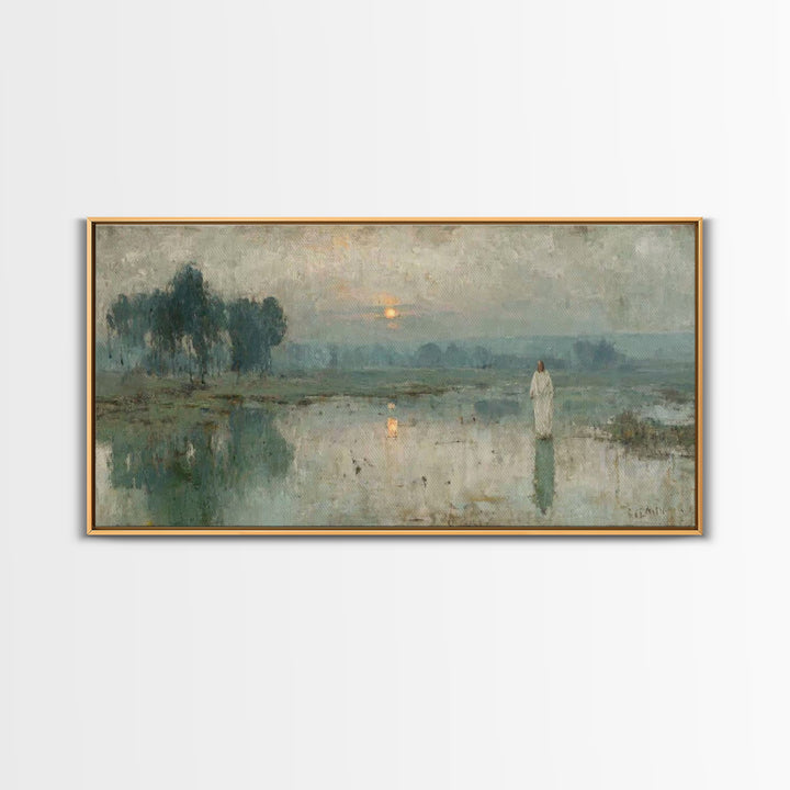Morning Stillness – Framed Canvas Print – Jesus Canvas Art – Christian Art Work – Subtle Christian Art – Christian Wall Art