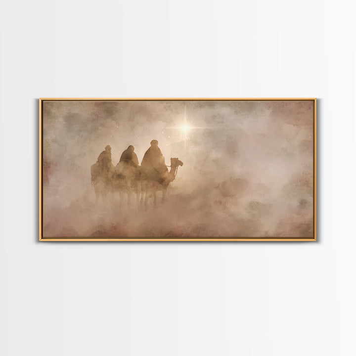 Three Kings Dawn – Framed Canvas Print – Christian Art Canvas – Christian Christmas Art – Christmas Wall Art – Modern Christian Art – Jesus