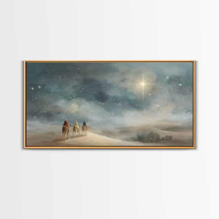Star Of Promise, Framed Canvas Print, Christian Art Canvas, Christmas Wall Art, Christian Christmas Art, Modern Christian Painting, Christi