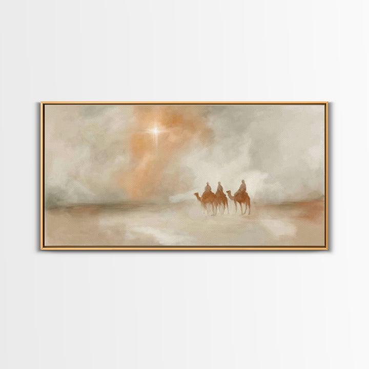 Wandering Kings – Framed Canvas Print – Christian Art Canvas – Christian Wall Art – Christmas Art Prints – Christian Christmas Art – Subtle
