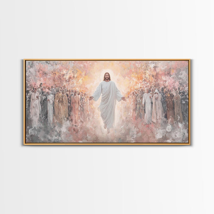 Angels Of Light, Framed Canvas Print, Christian Christmas Art, Christian Wall Art, Jesus Painting Canvas, Christian Art Gift, Christmas Art