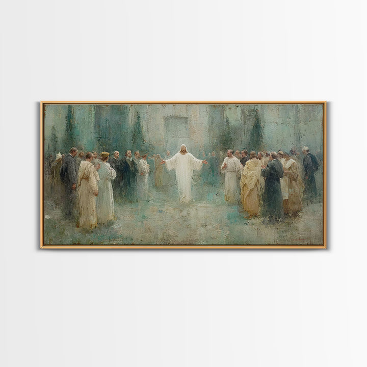 Sacred Dawn, Framed Canvas Print, Christian Wall Art, Minimalist Christian Art, Christian Art Canvas, Jesus Painting Canvas, Christian Chri