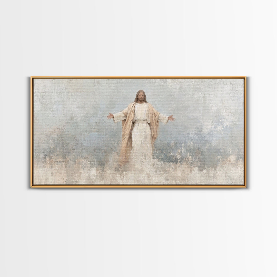 Heavenly Passage | Framed Canvas Print | Christian Art Canvas | Christian Wall Art | Jesus Art Print | Christian Gift | White Christmas Art