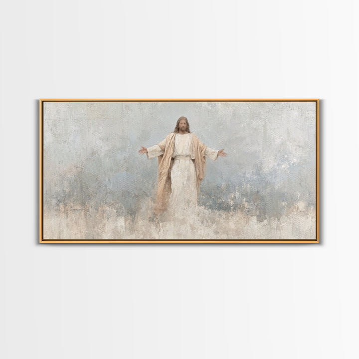 Heavenly Passage | Framed Canvas Print | Christian Art Canvas | Christian Wall Art | Jesus Art Print | Christian Gift | White Christmas Art