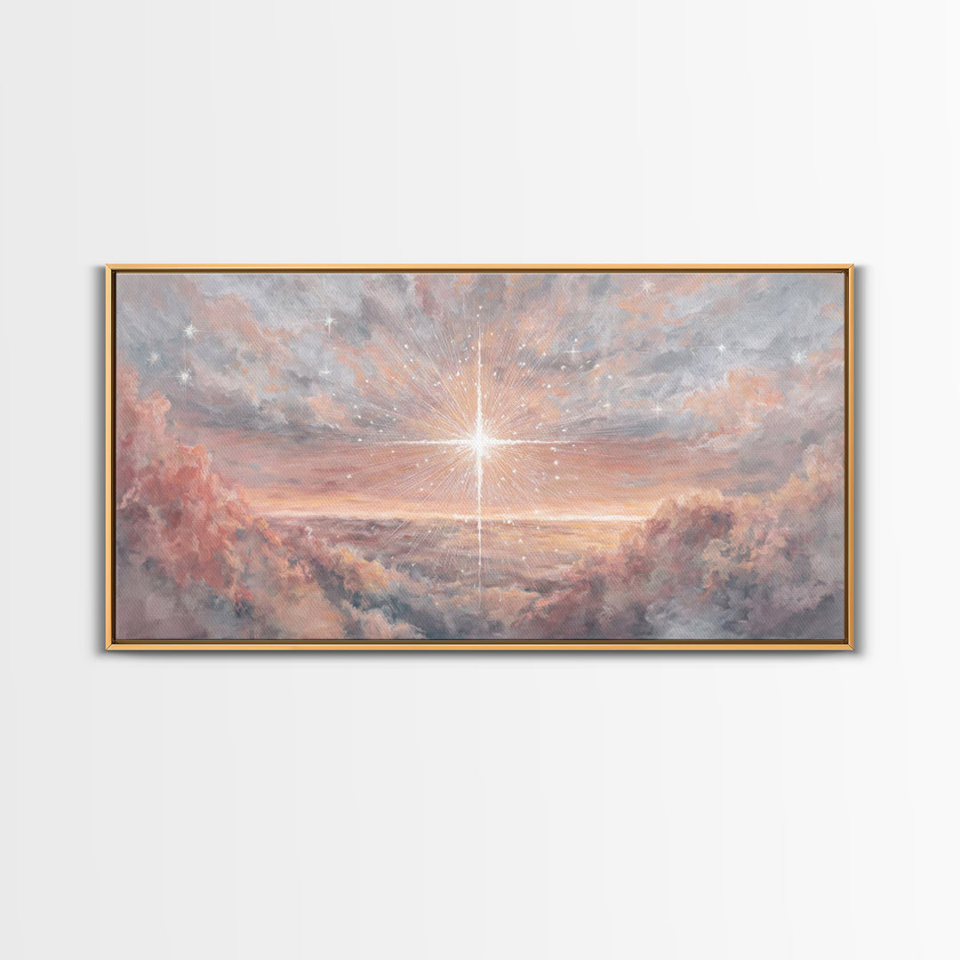 Divine Welcome, Framed Canvas Print, Christian Art Prints, Christian Wall Art, Jesus Painting, Large Christian Painting, Christian Christma