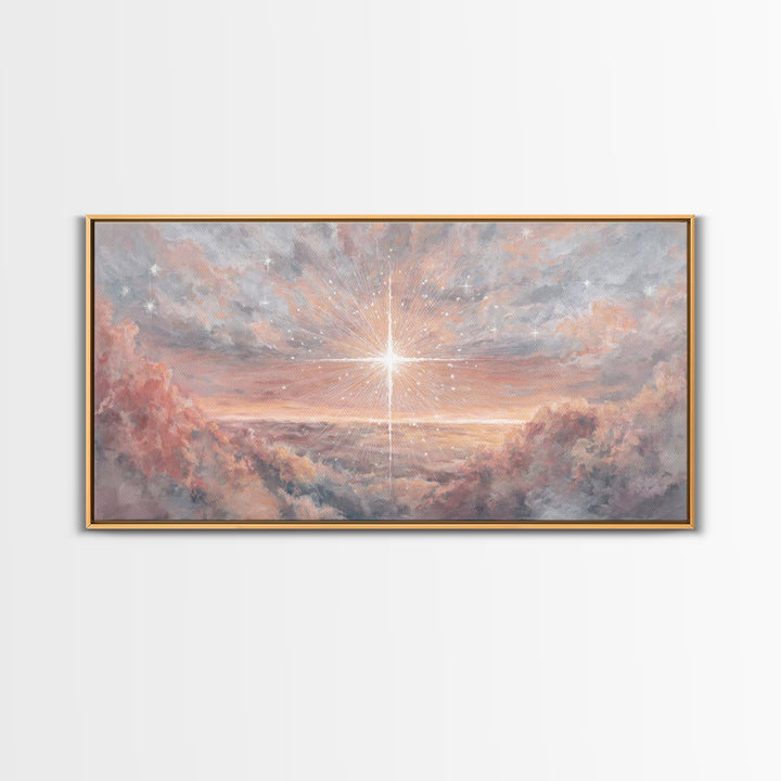 Divine Welcome, Framed Canvas Print, Christian Art Prints, Christian Wall Art, Jesus Painting, Large Christian Painting, Christian Christma