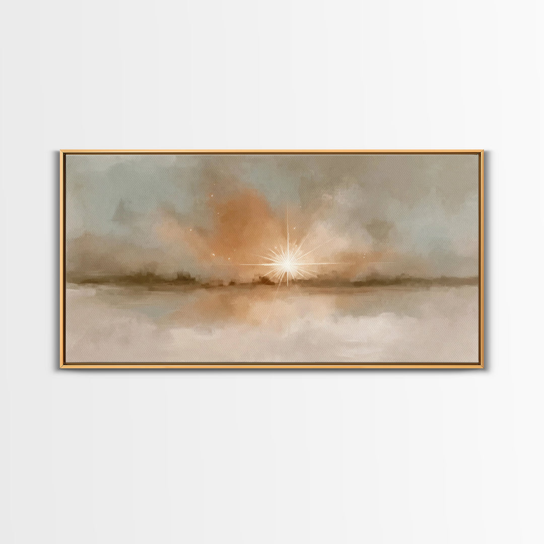 Dawn Star Light – Framed Canvas Print – Christian Wall Art – Christian Art Canvas – Christmas Art – Moody Christmas Art – Christian Decor