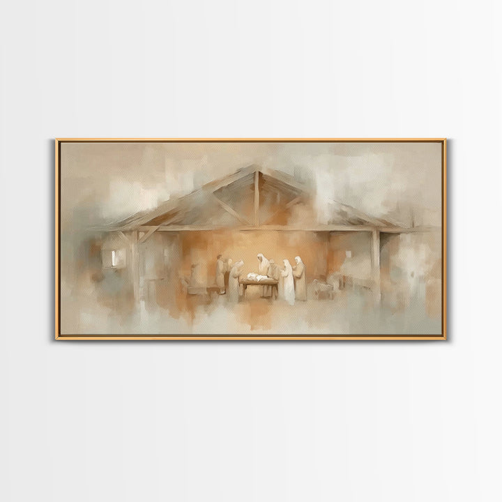 Humble Manger – Framed Canvas Print – Christian Art Canvas – Christian Christmas Art – Framed Christmas Art – Christian Wall Art – Christma