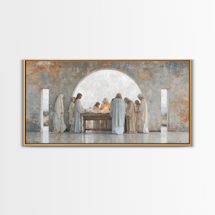 Heavenly Host Dawn | Framed Canvas Print | Christian Art Canvas | Jesus Painting | Christmas Wall Art | Christian Christmas | Christian Dec