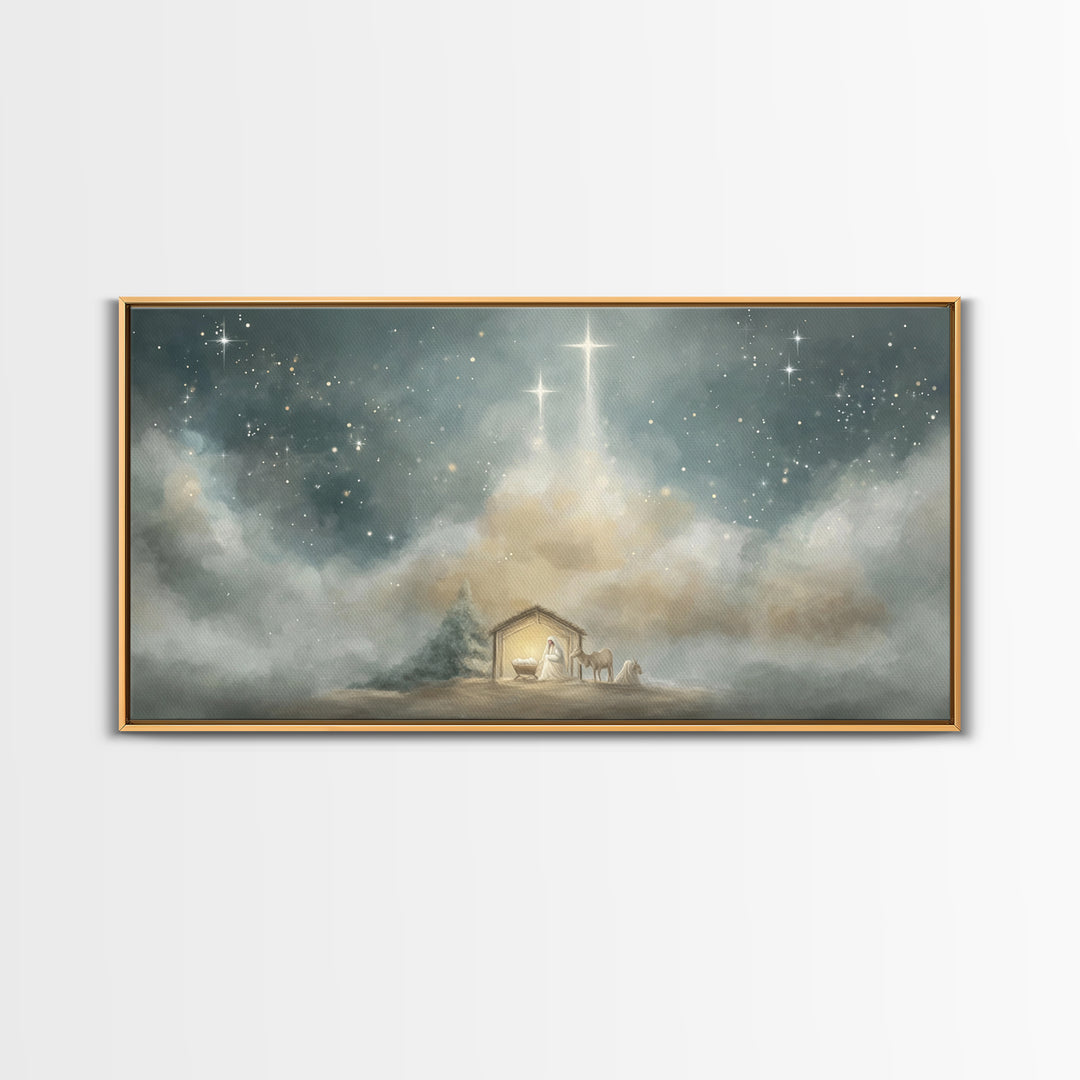 Guiding Star Haven | Framed Canvas Print | Christian Wall Art | Jesus Painting | Christmas Art | Christian Christmas Art | Christian Decor