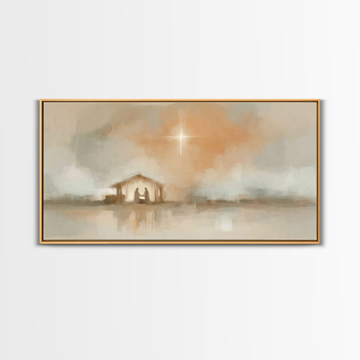 Holy Dawn Light | Framed Canvas Print | Christian Art Canvas | Christian Christmas Art | Modern Christian Art | Jesus Painting | Christmas
