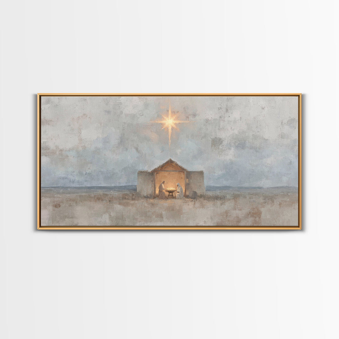 Bethlehem Peace, Framed Canvas Print, Christian Wall Art, Christian Art Canvas, Christmas Art Prints, Jesus Christmas Art, Vintage Christma