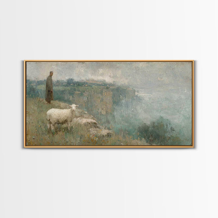 Silent Nativity Glow – Framed Canvas Print – Christian Art Canvas – Christmas Art Prints – Christian Christmas Decor – Modern Christian Pai