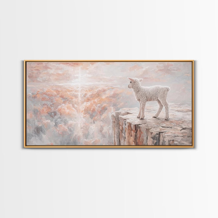 Heavenly Lamb - Framed Canvas Print - Christian Wall Art - Christian Art Canvas - Pastoral Scenery - Christian Christmas Art - Christian De