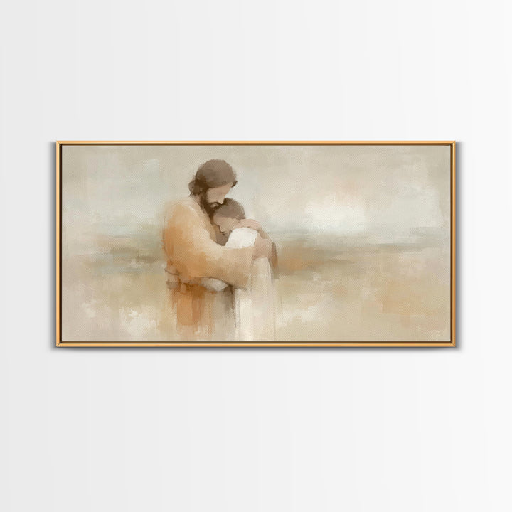Graceful Embrace - Framed Canvas Print - Jesus Painting - Christian Wall Art - Christian Art Canvas - Christian Decor - Christian Christmas