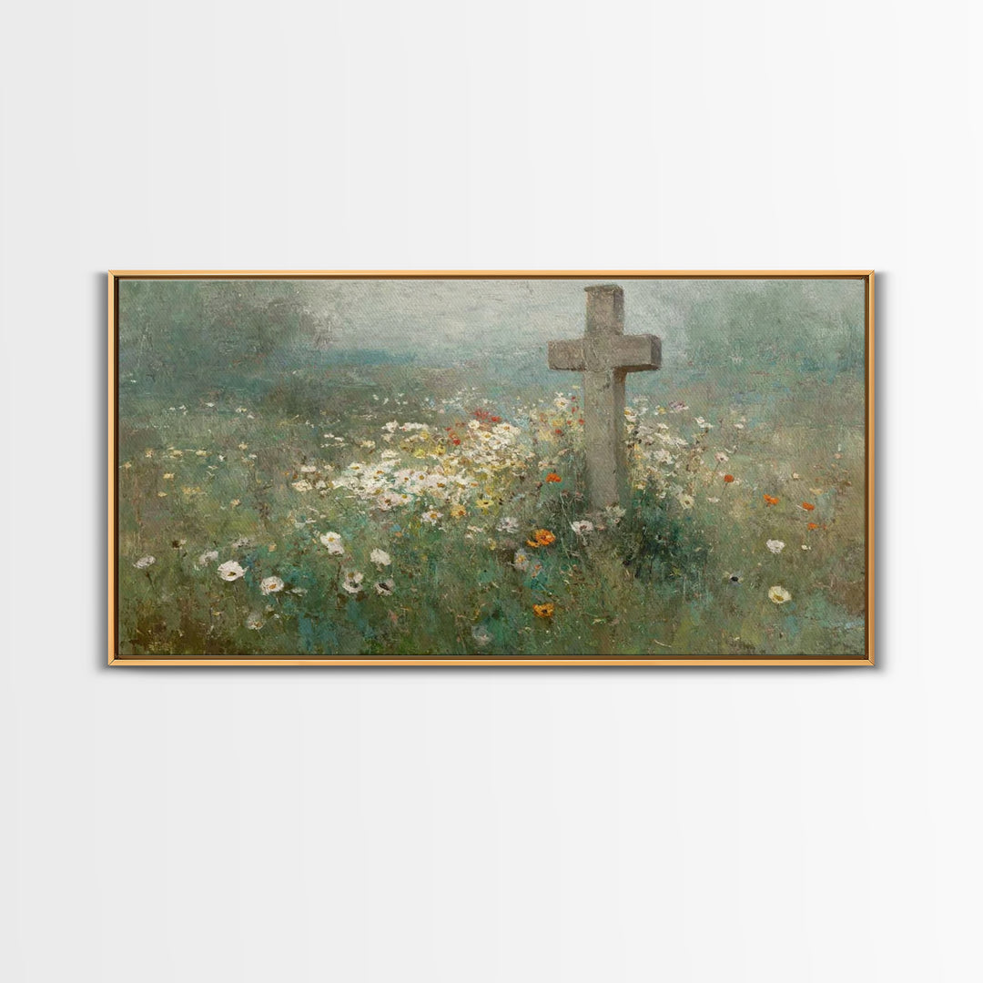 Field Of Redemption – Framed Canvas Print – Christian Art Print – Large Christian Painting – Christian Decor – Christian Wall Art – Unique
