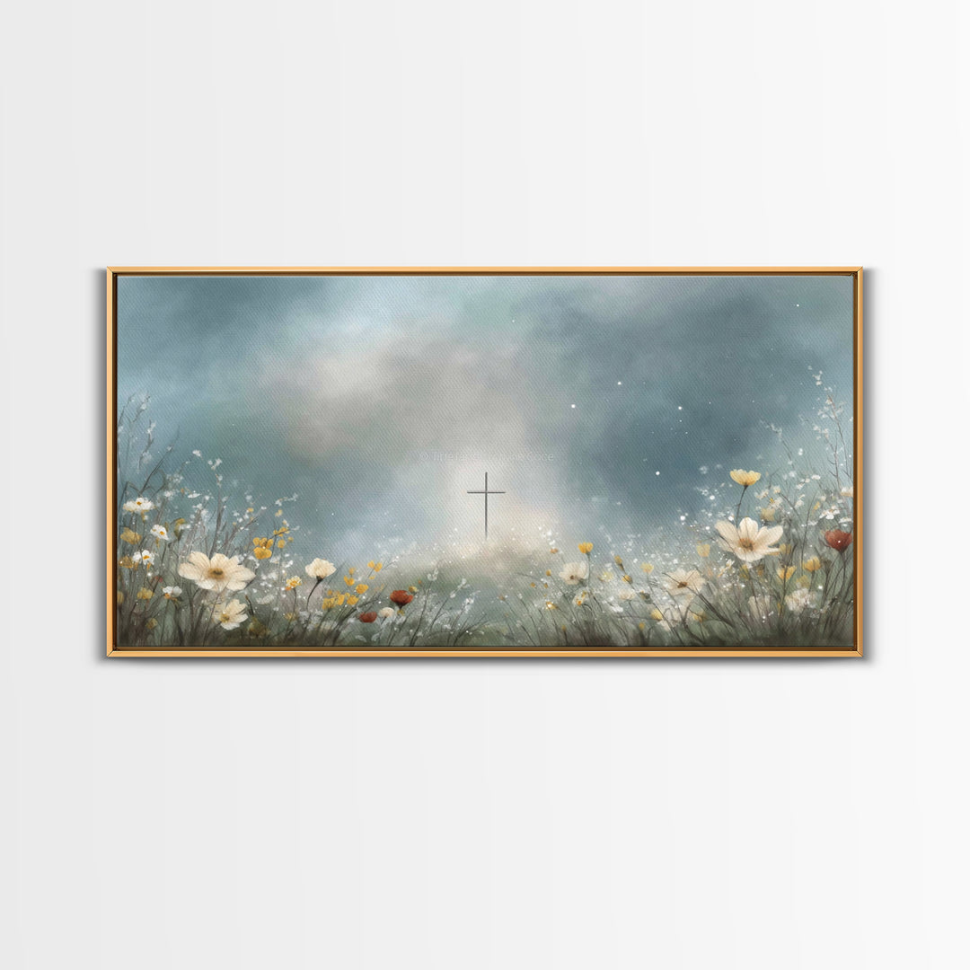 Heavenly Meadow – Framed Canvas Print – Christian Art – Jesus Painting – Christian Art Canvas – Subtle Christian Art – Christian Wall Art