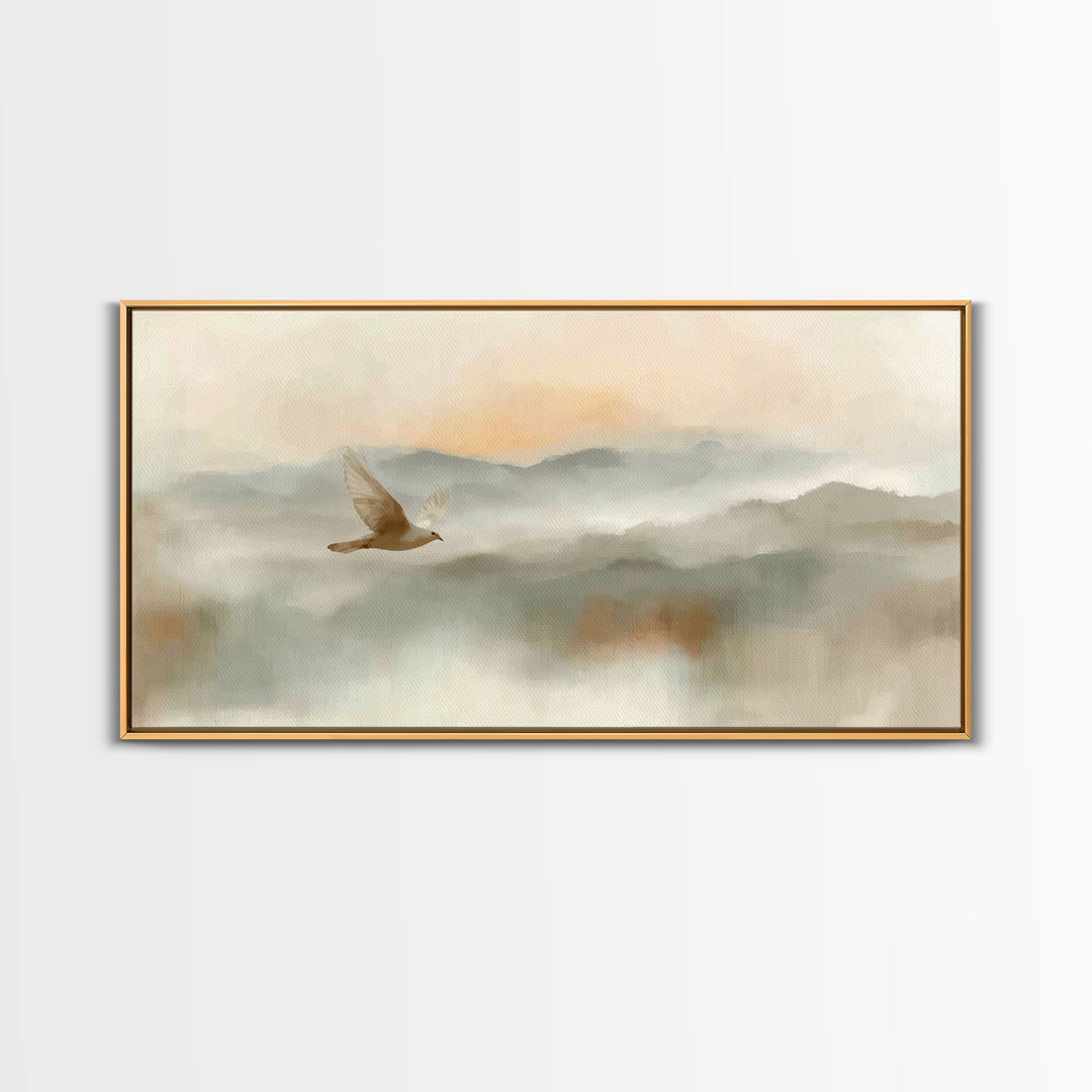Soft Flight Grace – Framed Canvas Print – Subtle Christian Art – Christian Art Gift – Christian Art Print – Minimalist Christian Art