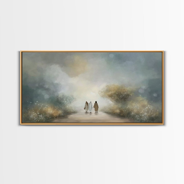Emmaus Path Glow, Framed Canvas Print, Christian Art Canvas, Jesus Painting, Christian Wall Art, Christian Decor, Christian Gift
