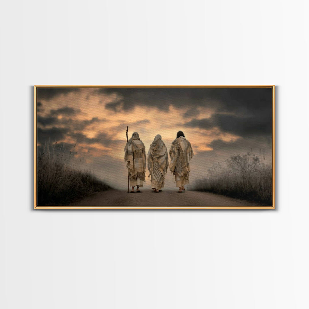 Evening Disciples Journey – Framed Canvas Print – Christian Painting – Jesus Canvas Art – Christian Wall Art – Christian Decor