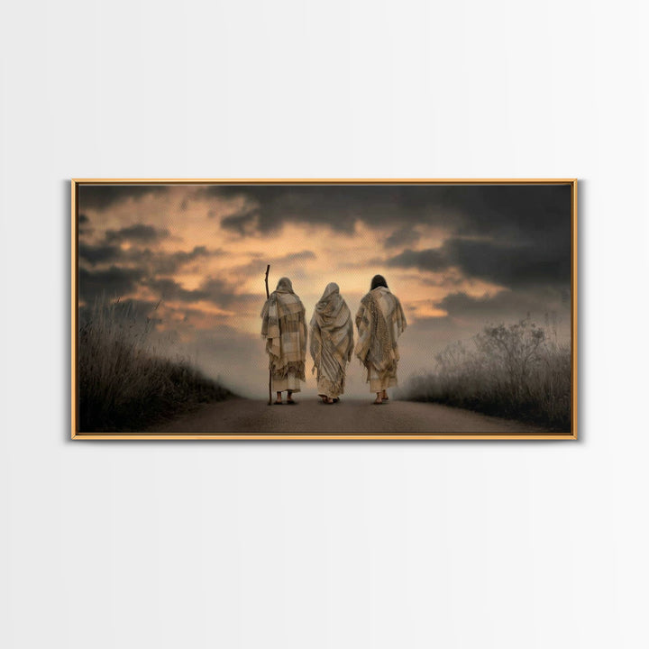 Evening Disciples Journey – Framed Canvas Print – Christian Painting – Jesus Canvas Art – Christian Wall Art – Christian Decor