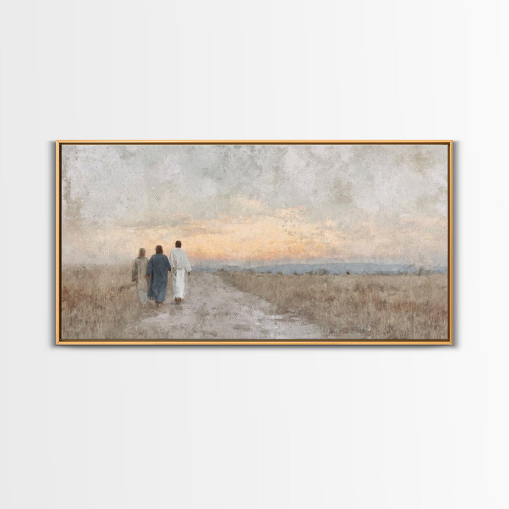 Soft Horizon Walk, Framed Canvas Print, Christian Wall Art, Christian Art Print, Jesus Painting, Christian Canvas Art, Christian Gift