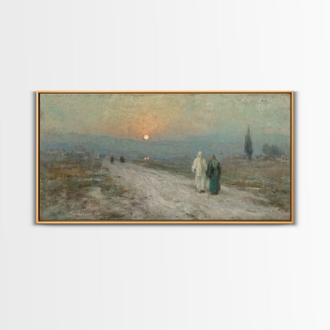 Sunset Pilgrim Road | Framed Canvas Print | Christian Wall Art | Jesus Painting | Christian Art Canvas | Christian Gift Ideas