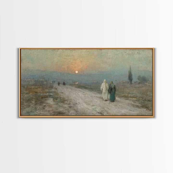 Sunset Pilgrim Road | Framed Canvas Print | Christian Wall Art | Jesus Painting | Christian Art Canvas | Christian Gift Ideas