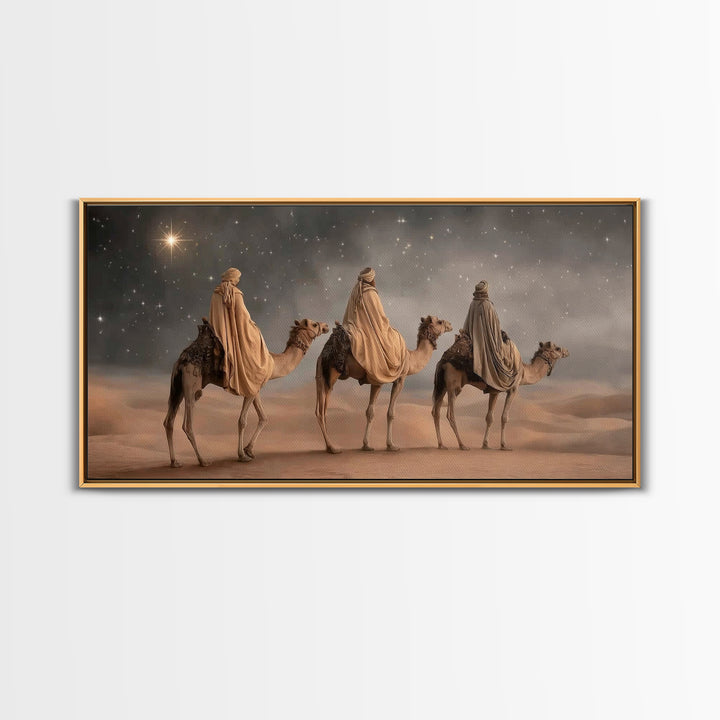 Night of Kings, Framed Canvas Print, Christian Christmas Art, Christian Wall Art, Christmas Canvas Wall Art, Moody Christmas Art, Christian