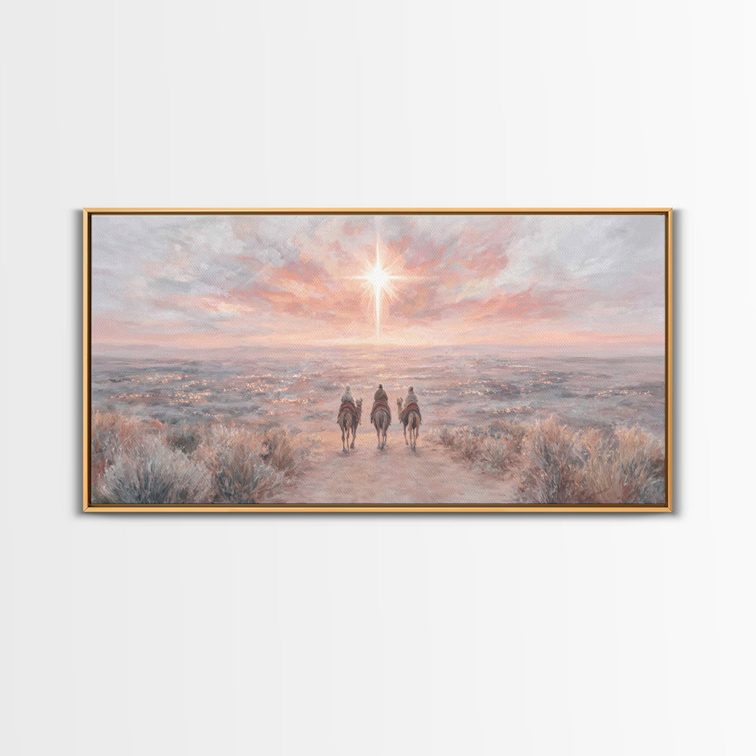 Radiant Star Path, Framed Canvas Print, Christian Art Canvas, Christmas Wall Art, Christian Christmas Decor, Modern Christian Art, Subtle C