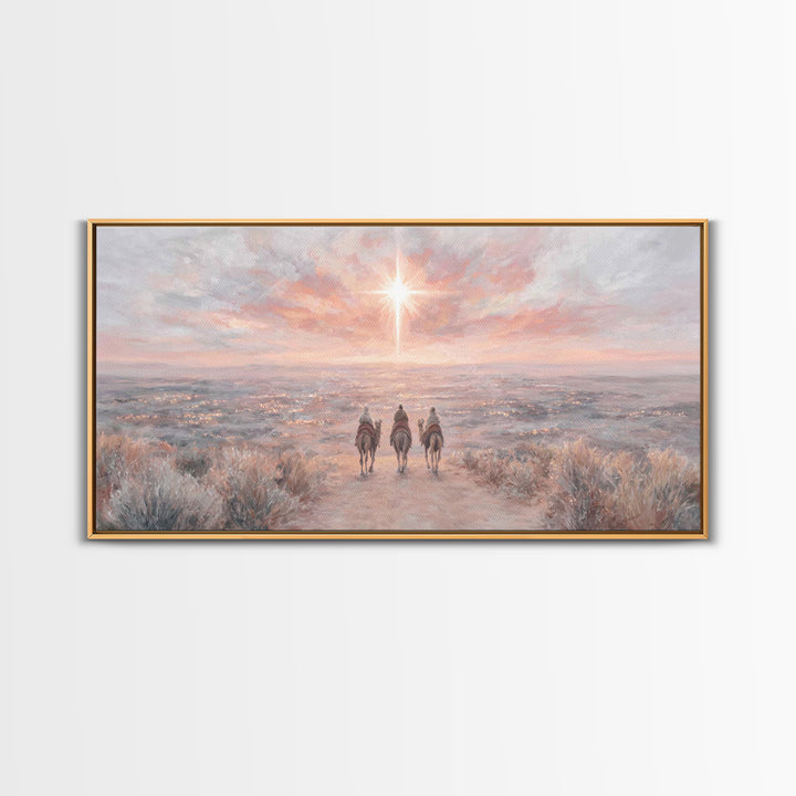 Radiant Star Path, Framed Canvas Print, Christian Art Canvas, Christmas Wall Art, Christian Christmas Decor, Modern Christian Art, Subtle C