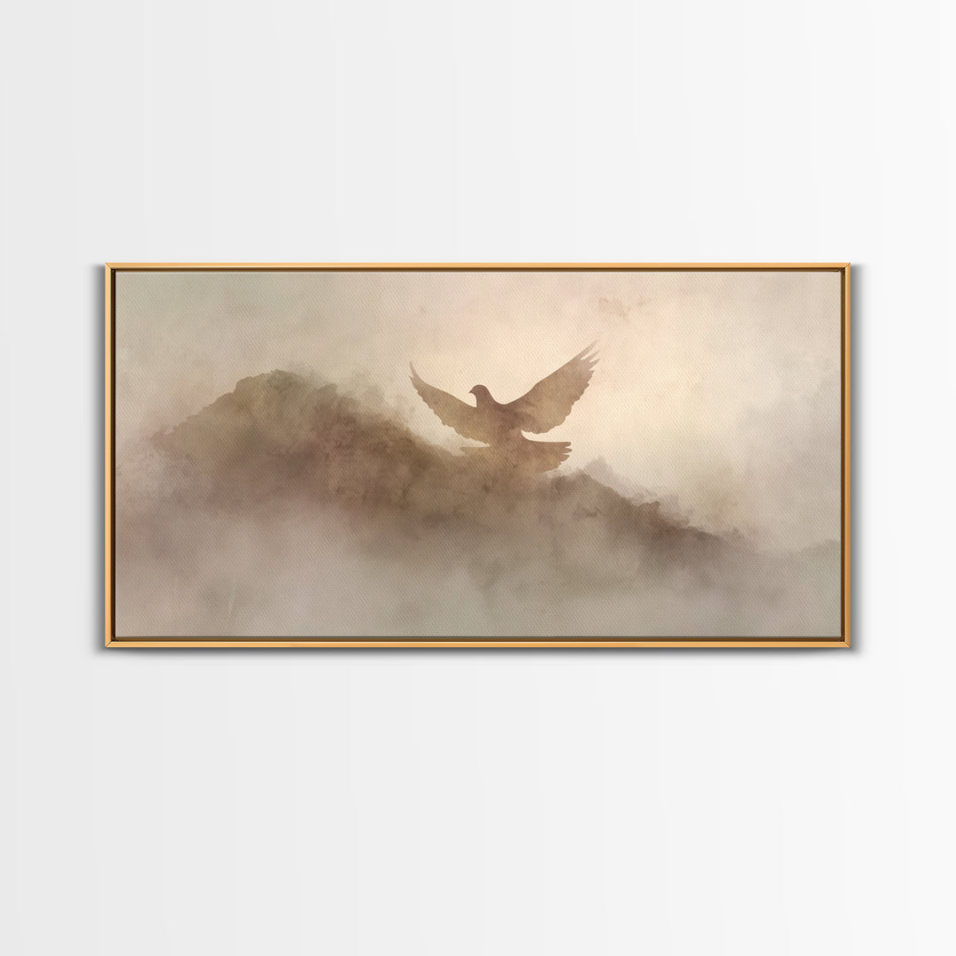 Misty Ascent – Framed Canvas Print – Christian Art Canvas – Christian Wall Art – Christmas Art – Christian Painting – Christian Decorations