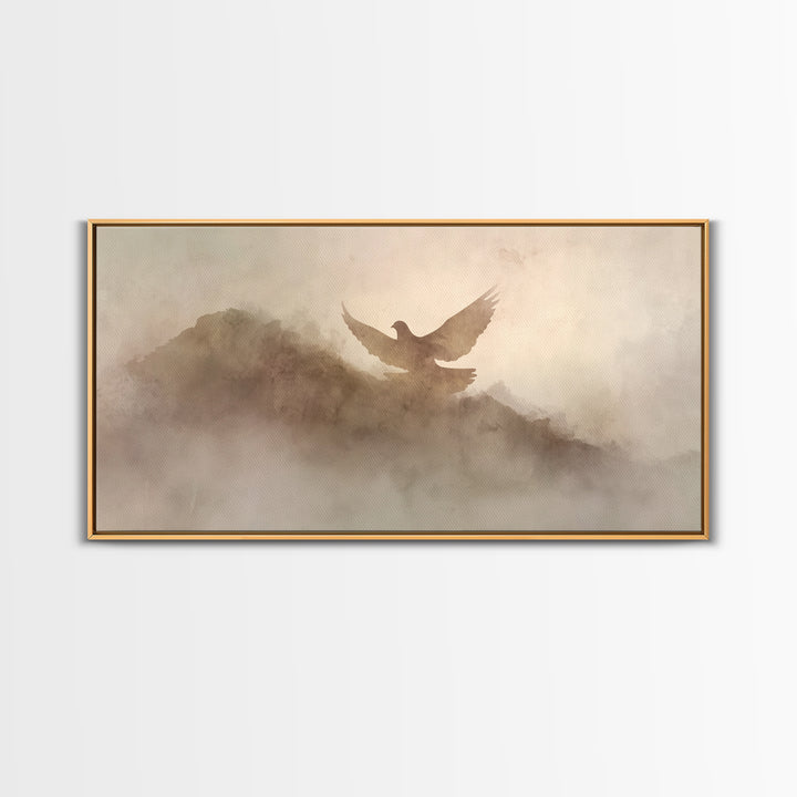 Misty Ascent – Framed Canvas Print – Christian Art Canvas – Christian Wall Art – Christmas Art – Christian Painting – Christian Decorations