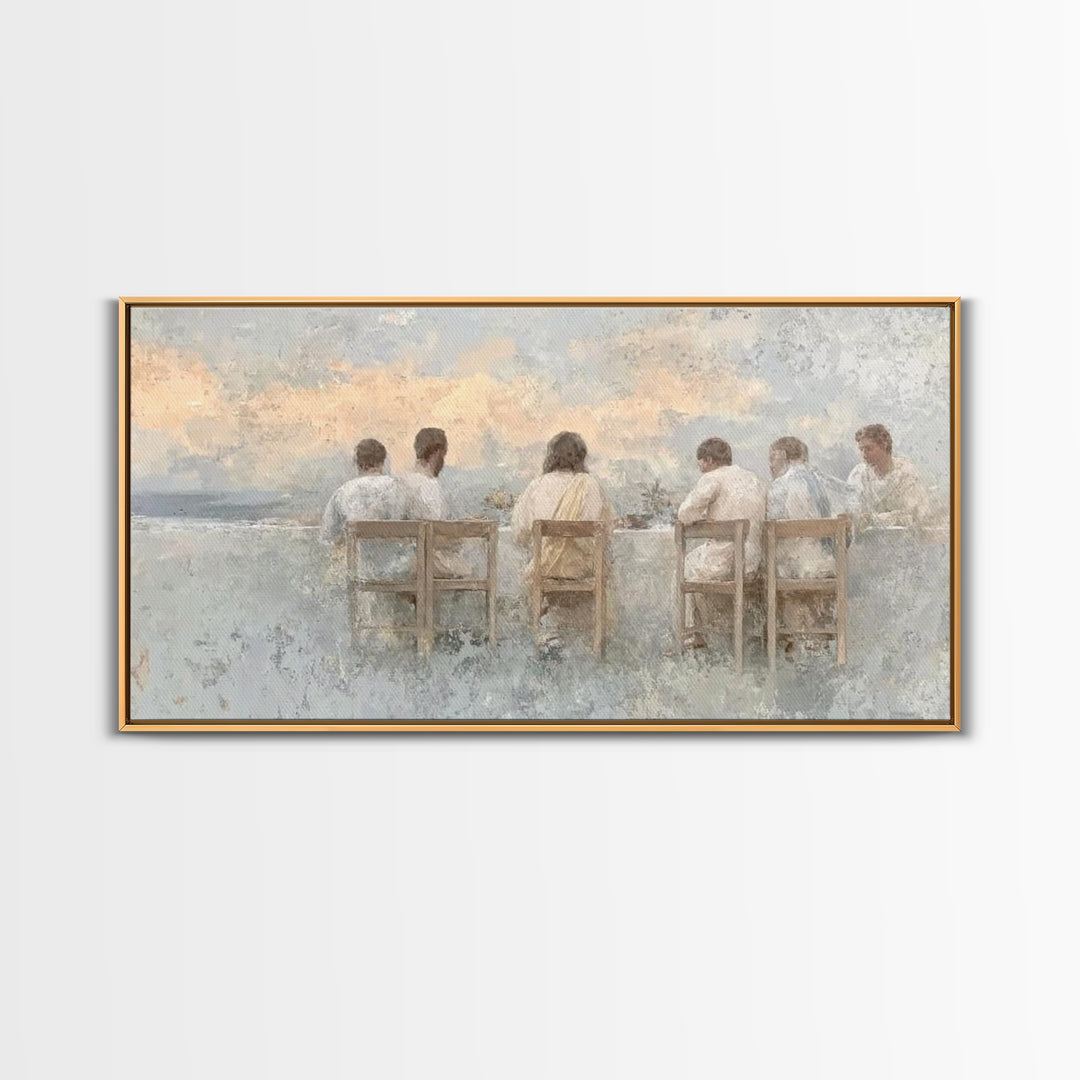Evening Communion – Framed Canvas Print – Christian Painting – Christian Art Canvas – Christian Wall Art – Christian Christmas Art – Christ