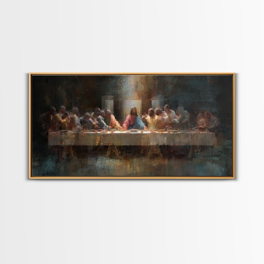Holy Banquet – Framed Canvas Print – Christian Art Canvas – Christian Wall Art – Christian Christmas Art – Jesus Painting – Christian Decor