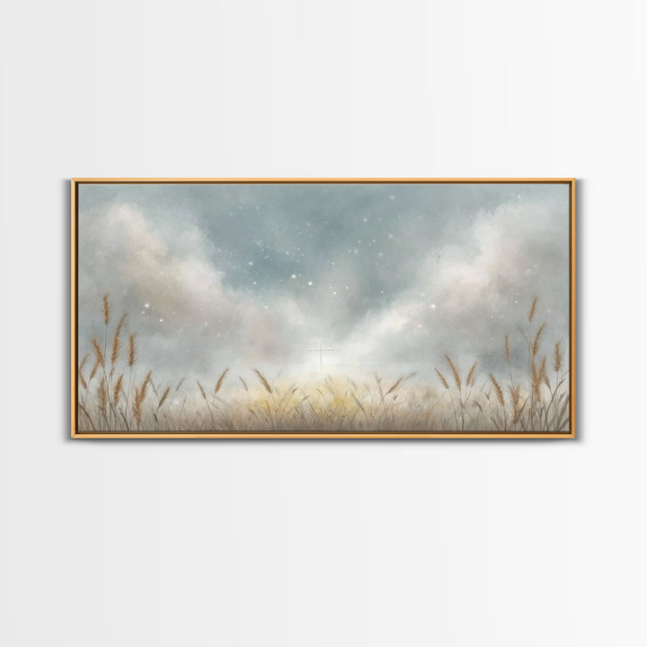 Starlit Hope – Framed Canvas Print – Christian Art Canvas – Christian Painting – Christian Wall Art – Christian Decor – Christian Art Print