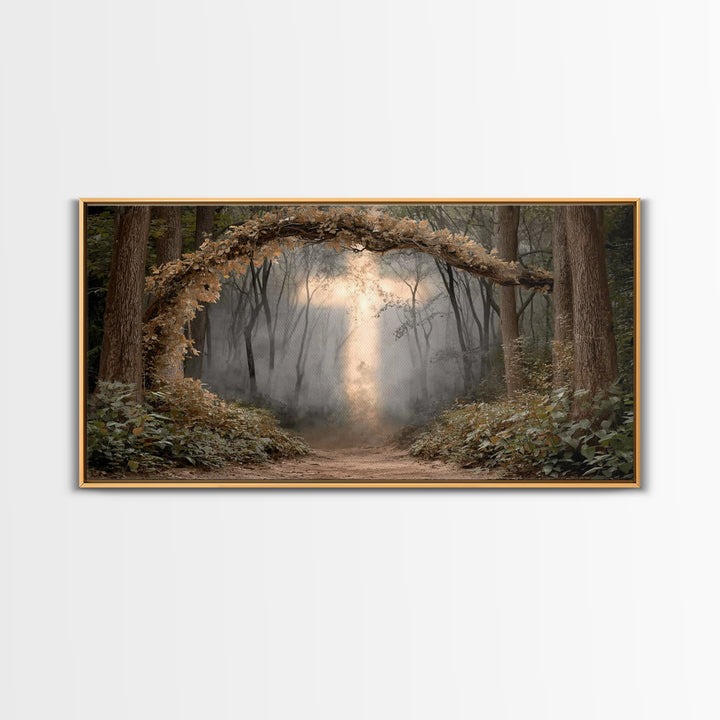 Forest Cross Glow – Framed Canvas Print – Christian Art Canvas – Christian Art – Christian Wall Art – Christian Decor – Christian Gift Idea
