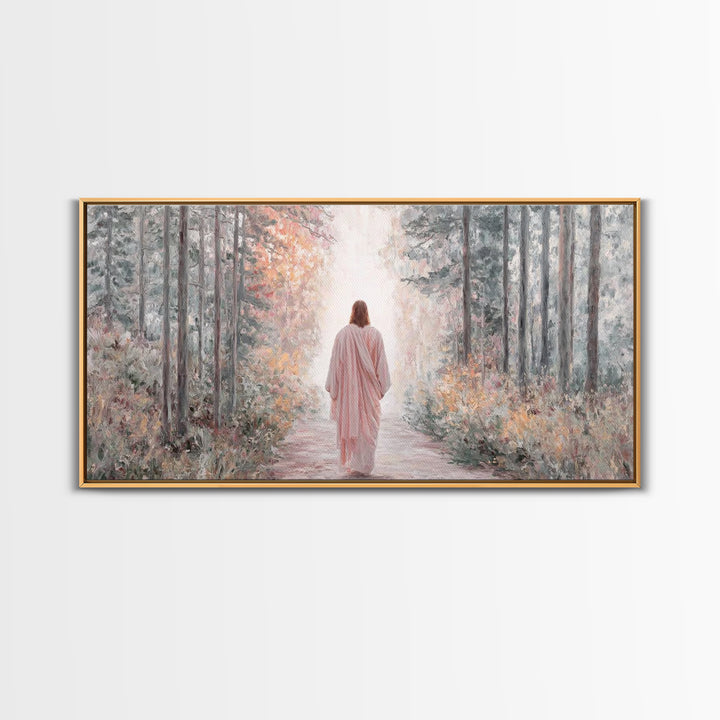 Forest Messiah Light – Framed Canvas Print – Jesus Painting – Christian Art Canvas – Christmas Wall Art – Christian Gift – Christian Art