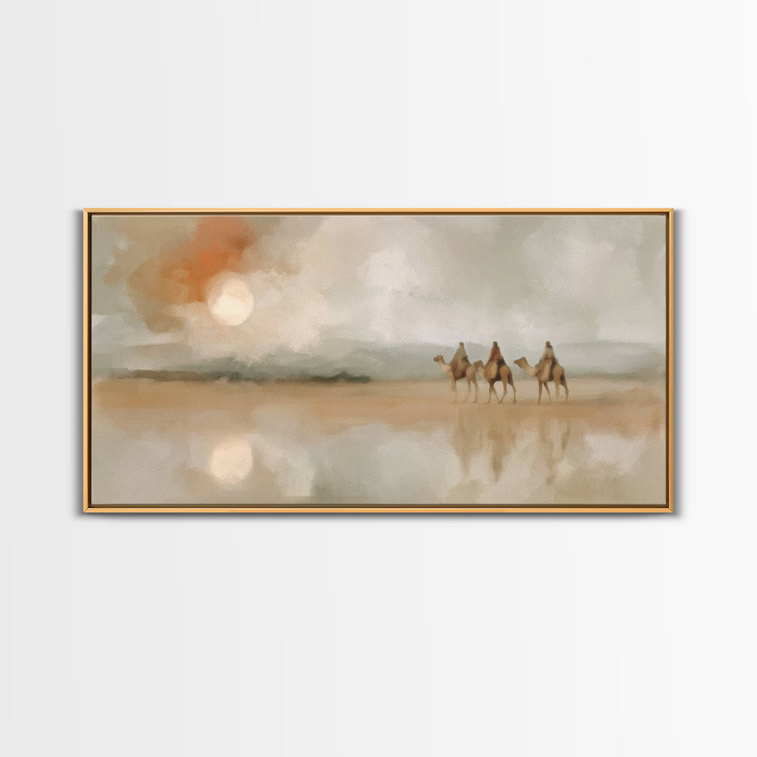Dawn Caravan – Framed Canvas Print – Christian Art Canvas – Christian Wall Art – Christmas Art – Christian Christmas Decor – Modern Christi