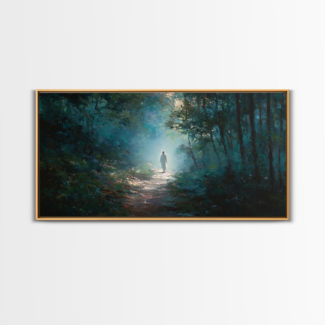 Light Of Redemption – Framed Canvas Print – Christian Wall Art – Jesus Painting – Christian Art Canvas – blue Christian art – Christian Art
