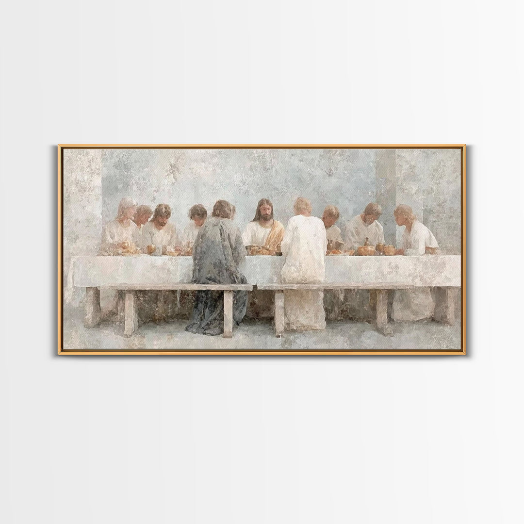 Sacred Supper Stillness – Framed Canvas Print – Christian Wall Art – Christian art canvas – vintage Christian art – Christian Art Print – J