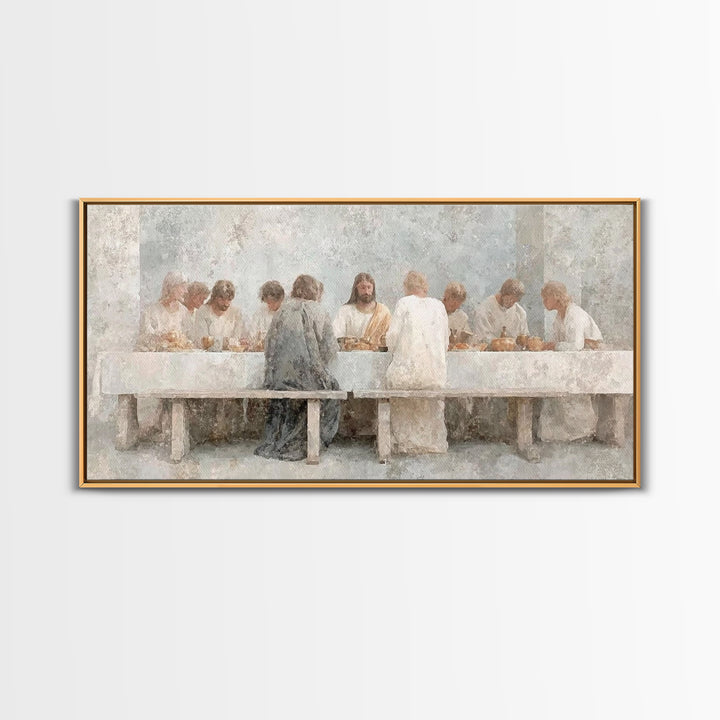 Sacred Supper Stillness – Framed Canvas Print – Christian Wall Art – Christian art canvas – vintage Christian art – Christian Art Print – J