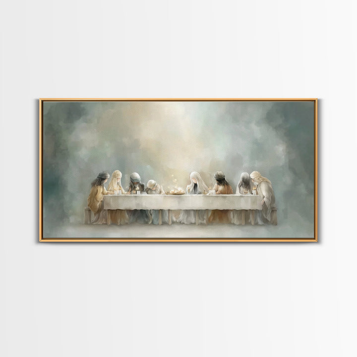 Heavenly Supper Glow – Framed Canvas Print – Christian Wall Art – Christian Art Canvas – Jesus Painting – Christian Art – subtle Christian