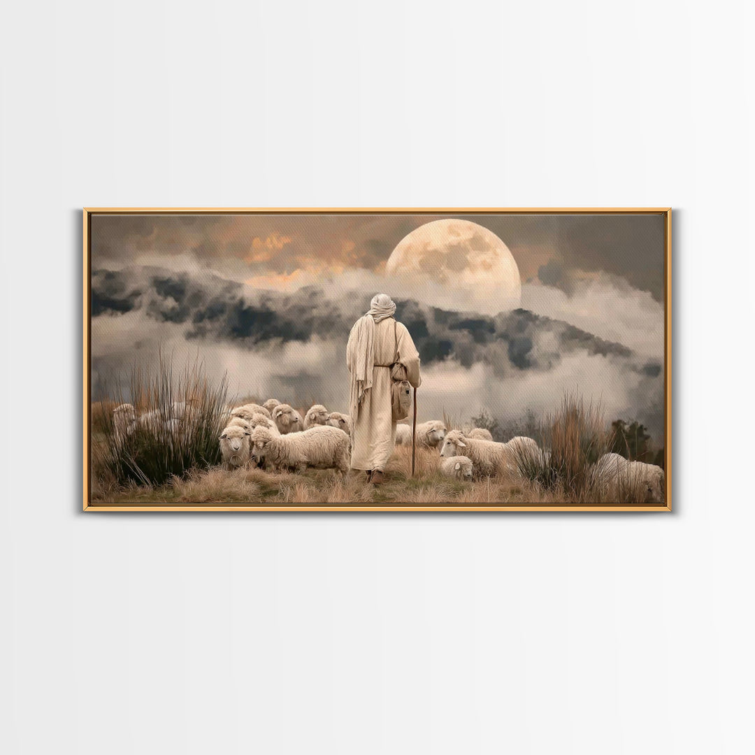 Shepherds Of Dawn – Framed Canvas Print – Christian Wall Art – Jesus Painting – Christian Art Canvas – Christmas Art – Christian Decor
